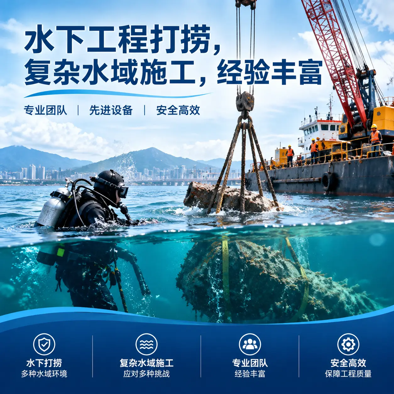 水下工程打捞，复杂水域施工，经验丰富六安